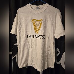 Guinness White Tee with Gold Harp Logo
